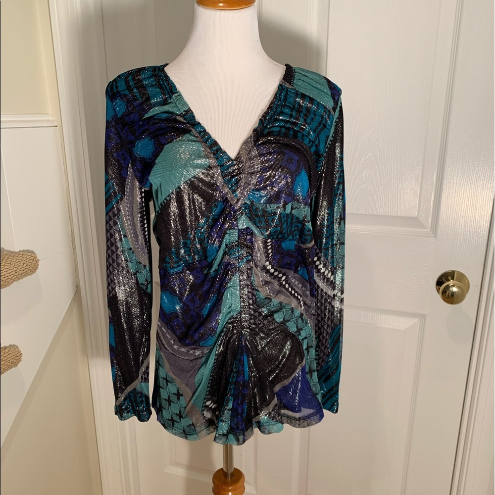 NWOT, silk, sparkly woven stretch top